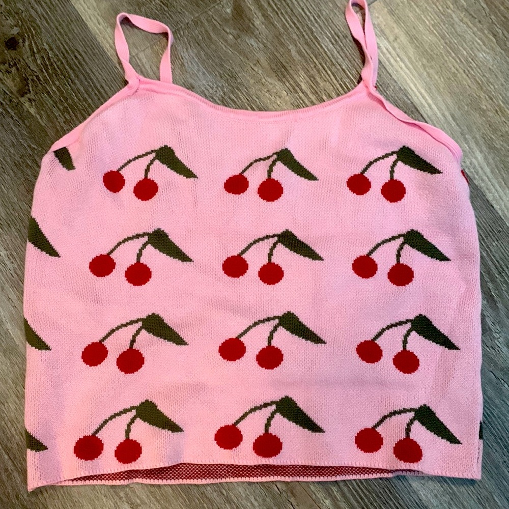 Pink cherry crop top
